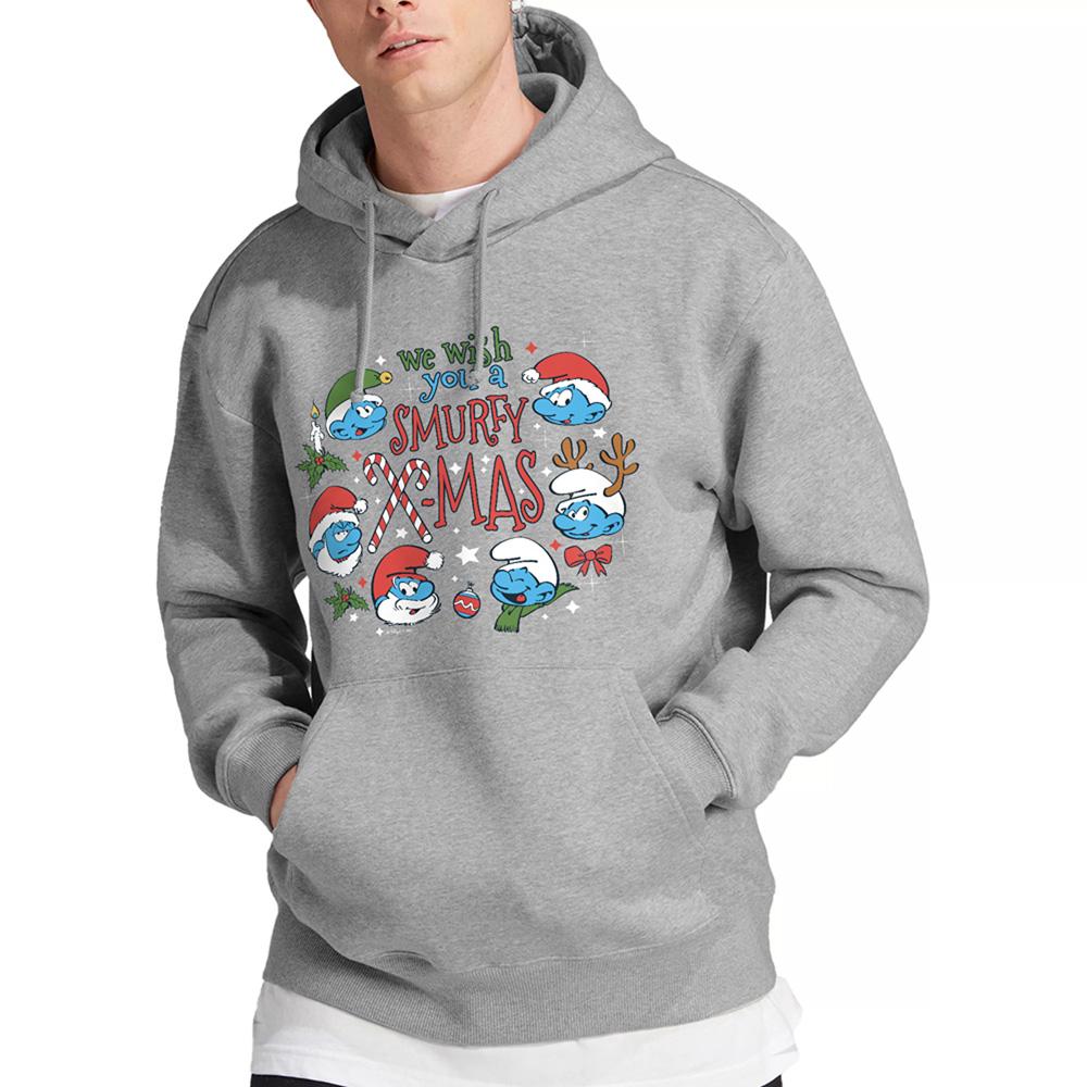 Athletic Heather - Lifestyle - The Smurfs Unisex Adult We Wish You A Smurfy Christmas Heather Hoodie