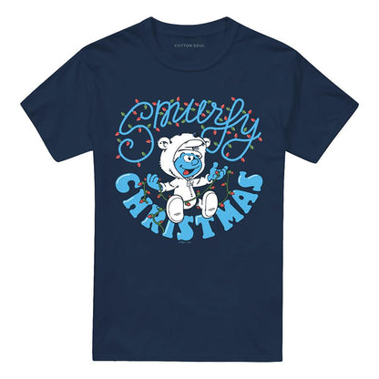 Navy - Front - The Smurfs Unisex Adult Smurfy Christmas Baby Smurf T-Shirt