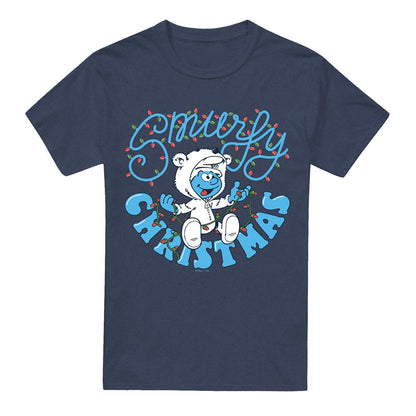 Navy - Front - The Smurfs Unisex Adult Smurfy Christmas Baby Smurf T-Shirt