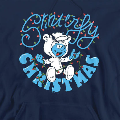 Navy - Side - The Smurfs Unisex Adult Baby Smurf Christmas Hoodie