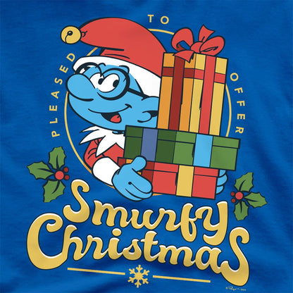 Royal Blue - Side - The Smurfs Unisex Adult Smurfy Christmas Brainy Smurf T-Shirt
