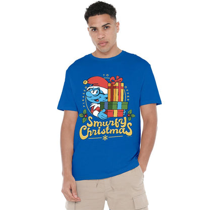 Royal Blue - Lifestyle - The Smurfs Unisex Adult Smurfy Christmas Brainy Smurf T-Shirt