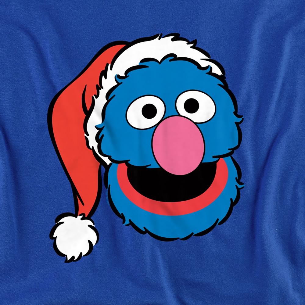Royal Blue - Side - Sesame Street Unisex Adult Grover Santa Hat Christmas Sweatshirt