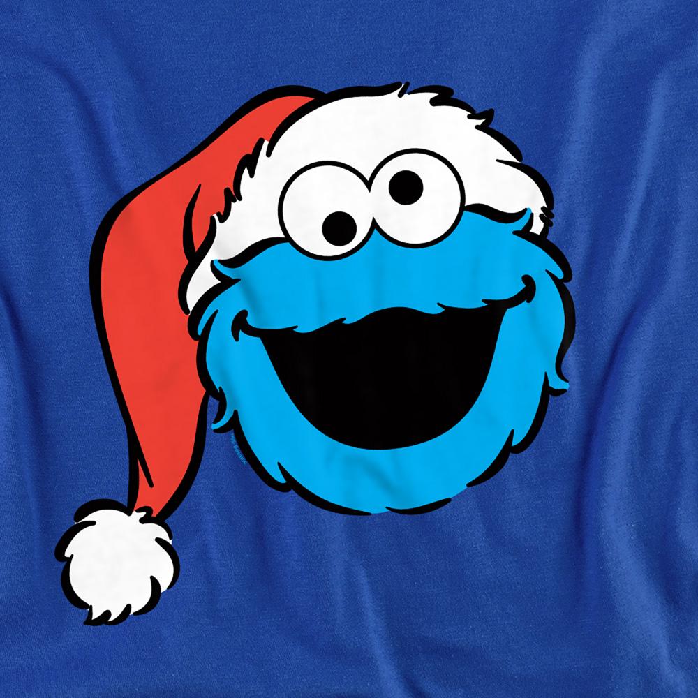 Royal Blue - Side - Sesame Street Unisex Adult Cookie Monster Santa Hat Christmas Sweatshirt