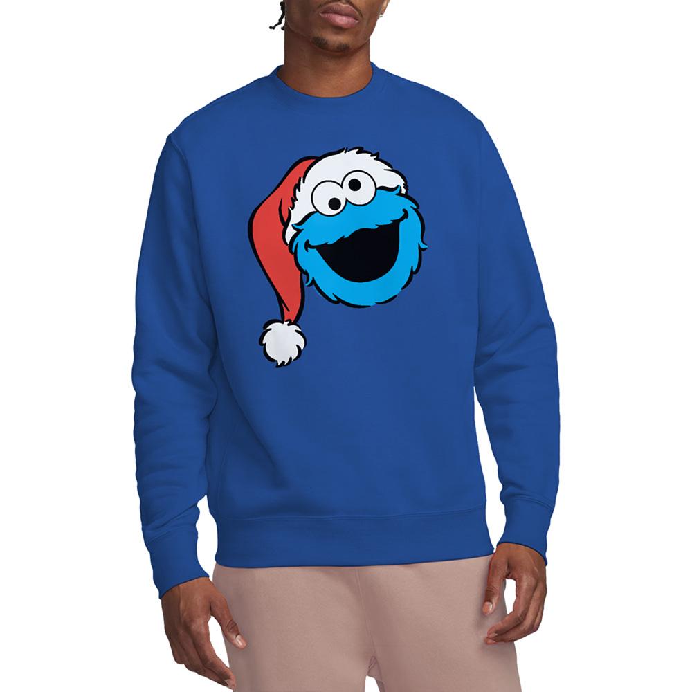 Royal Blue - Lifestyle - Sesame Street Unisex Adult Cookie Monster Santa Hat Christmas Sweatshirt