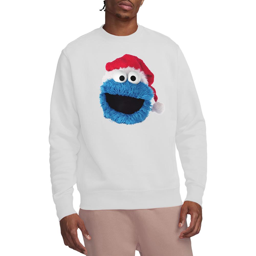 White - Lifestyle - Sesame Street Unisex Adult Cookie Monster Hat Christmas Sweatshirt