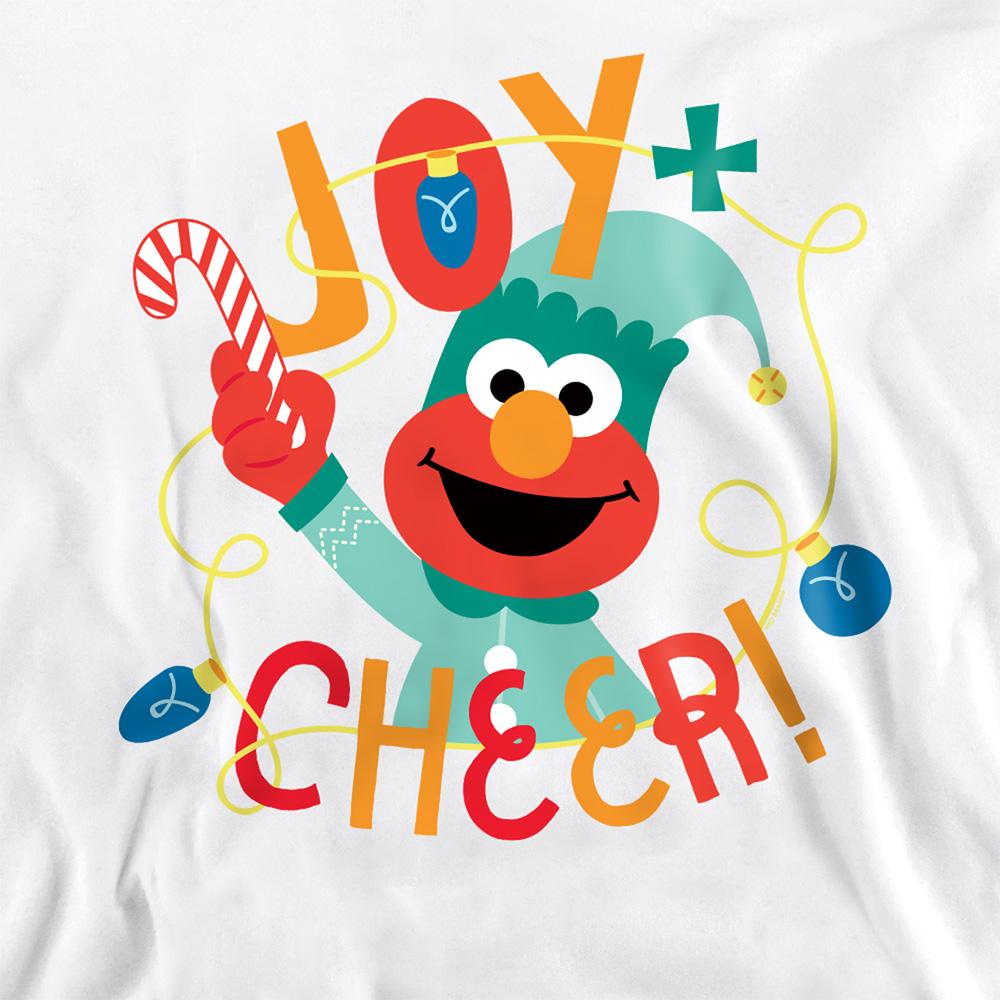 White - Side - Sesame Street Unisex Adult Joy And Cheer With Elmo Christmas Sweatshirt