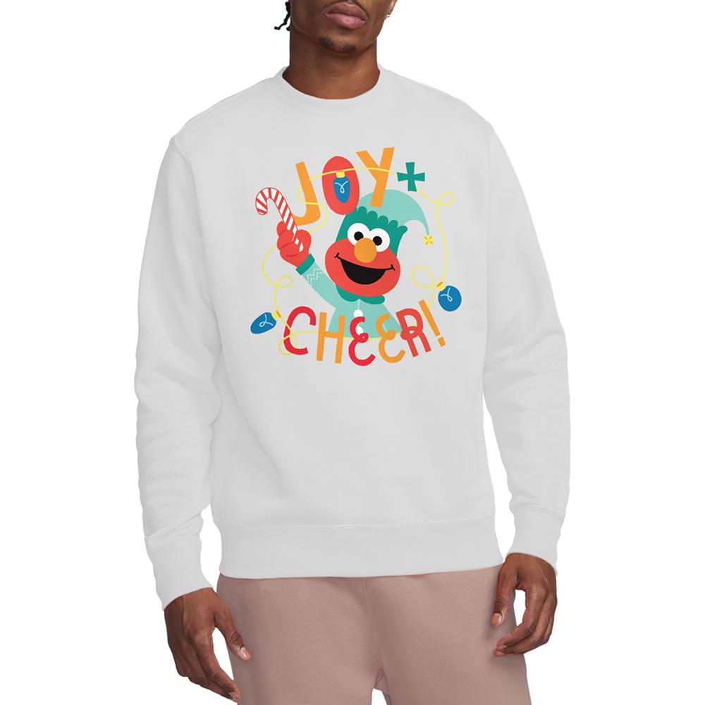 White - Lifestyle - Sesame Street Unisex Adult Joy And Cheer With Elmo Christmas Sweatshirt