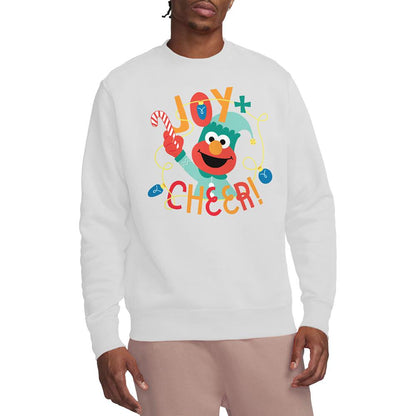 White - Lifestyle - Sesame Street Unisex Adult Joy And Cheer With Elmo Christmas Sweatshirt