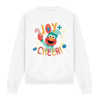White - Front - Sesame Street Unisex Adult Joy And Cheer With Elmo Christmas Sweatshirt