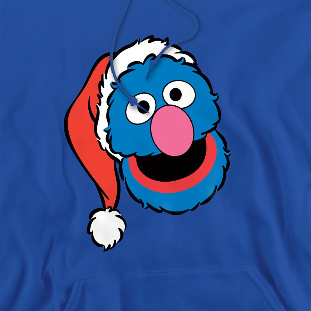 Royal Blue - Side - Sesame Street Unisex Adult Grover Santa Hat Christmas Hoodie