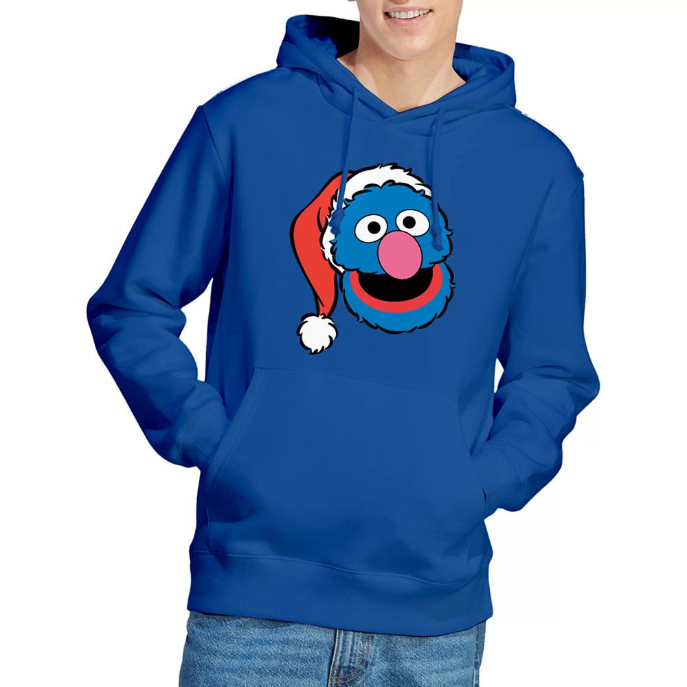 Royal Blue - Lifestyle - Sesame Street Unisex Adult Grover Santa Hat Christmas Hoodie