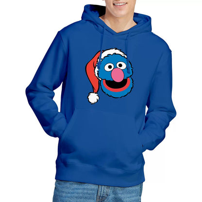 Royal Blue - Lifestyle - Sesame Street Unisex Adult Grover Santa Hat Christmas Hoodie
