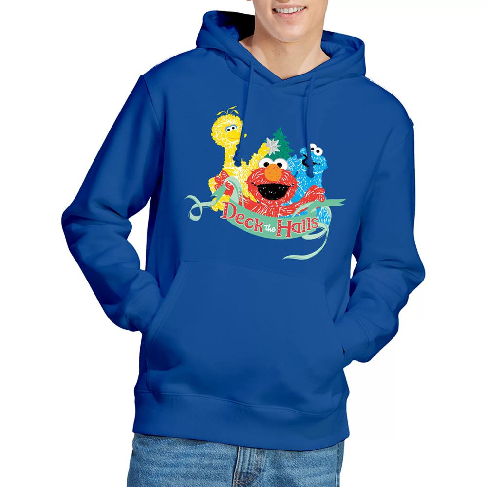 Royal Blue - Lifestyle - Sesame Street Unisex Adult Deck The Halls Christmas Hoodie