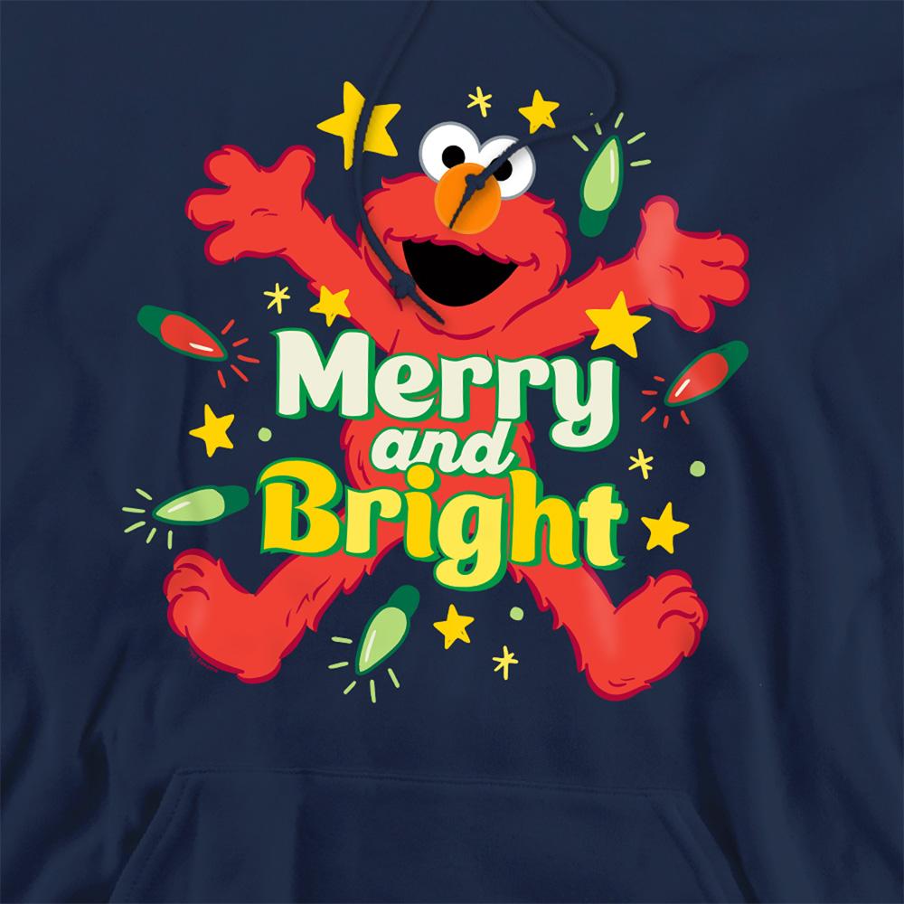 Navy - Side - Sesame Street Unisex Adult Merry And Bright Elmo Christmas Hoodie