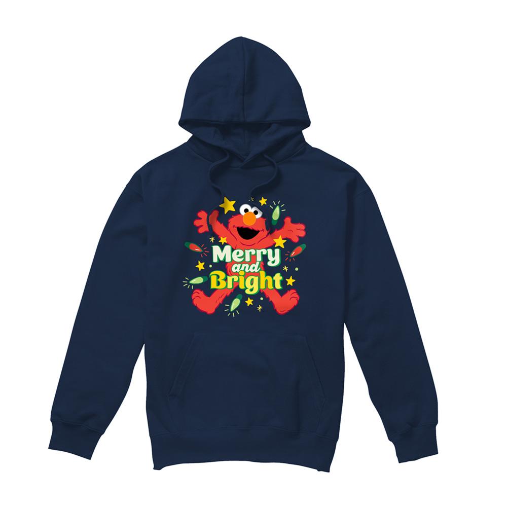 Navy - Front - Sesame Street Unisex Adult Merry And Bright Elmo Christmas Hoodie