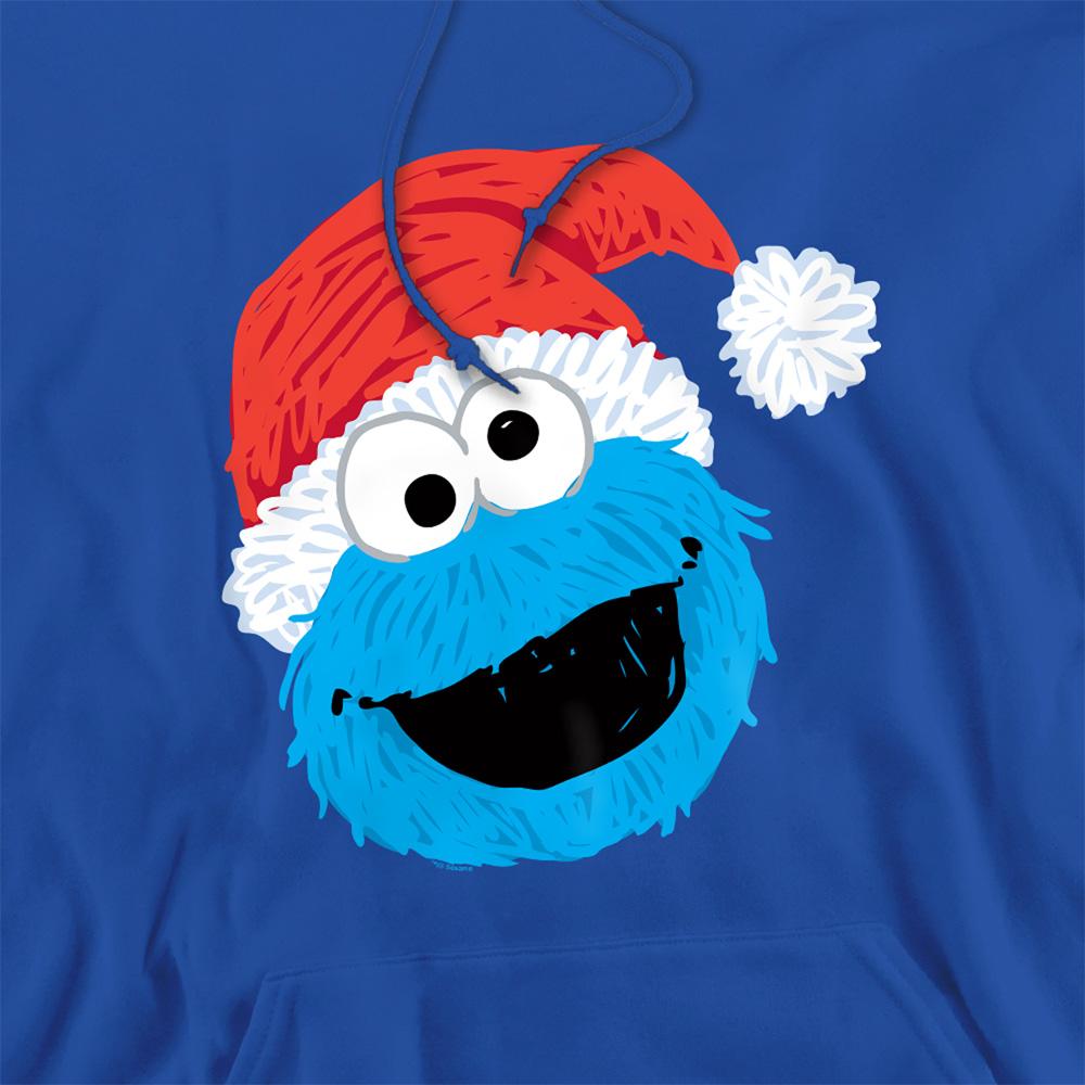 Royal Blue - Side - Sesame Street Unisex Adult Cookie Monster Scribble Christmas Hoodie