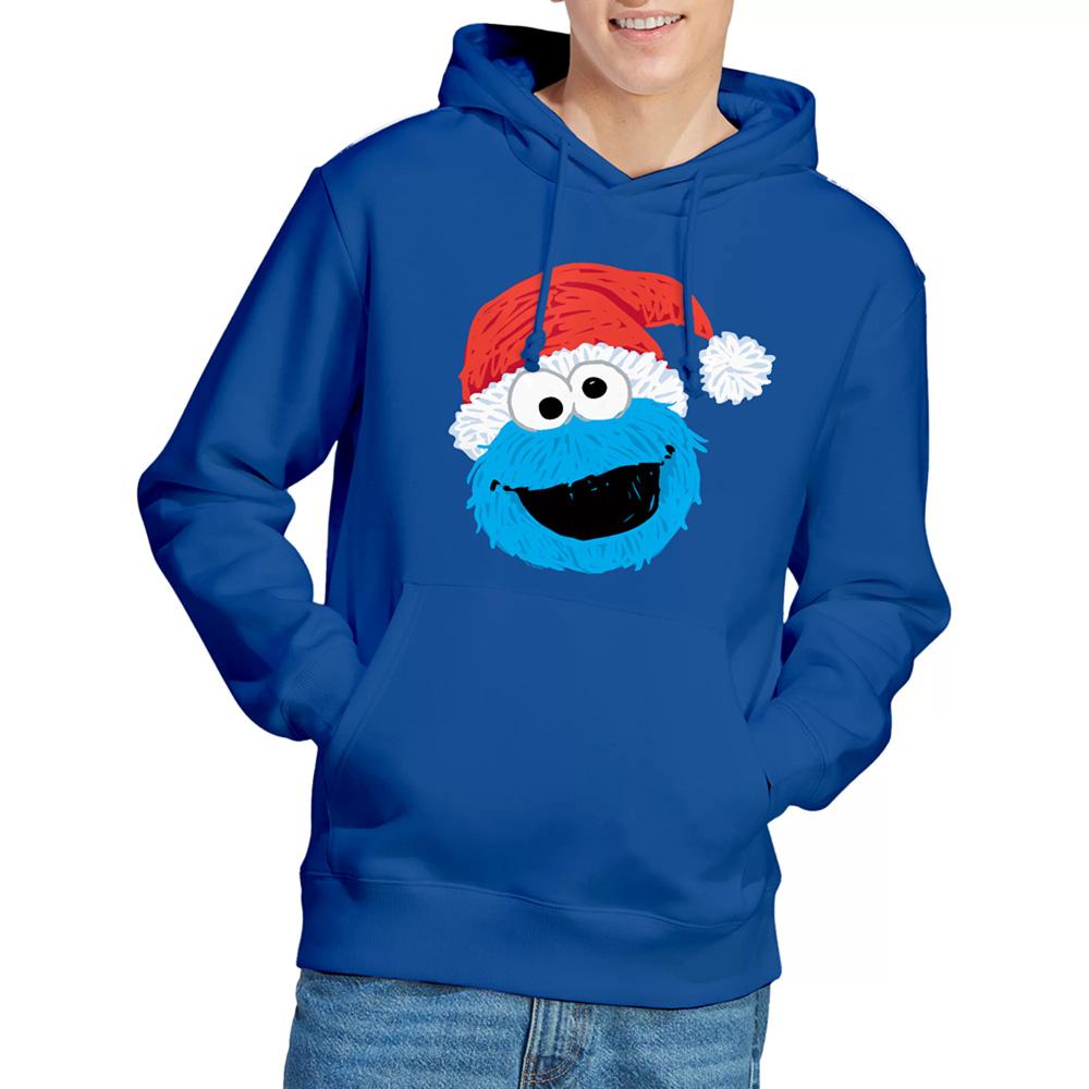 Royal Blue - Lifestyle - Sesame Street Unisex Adult Cookie Monster Scribble Christmas Hoodie