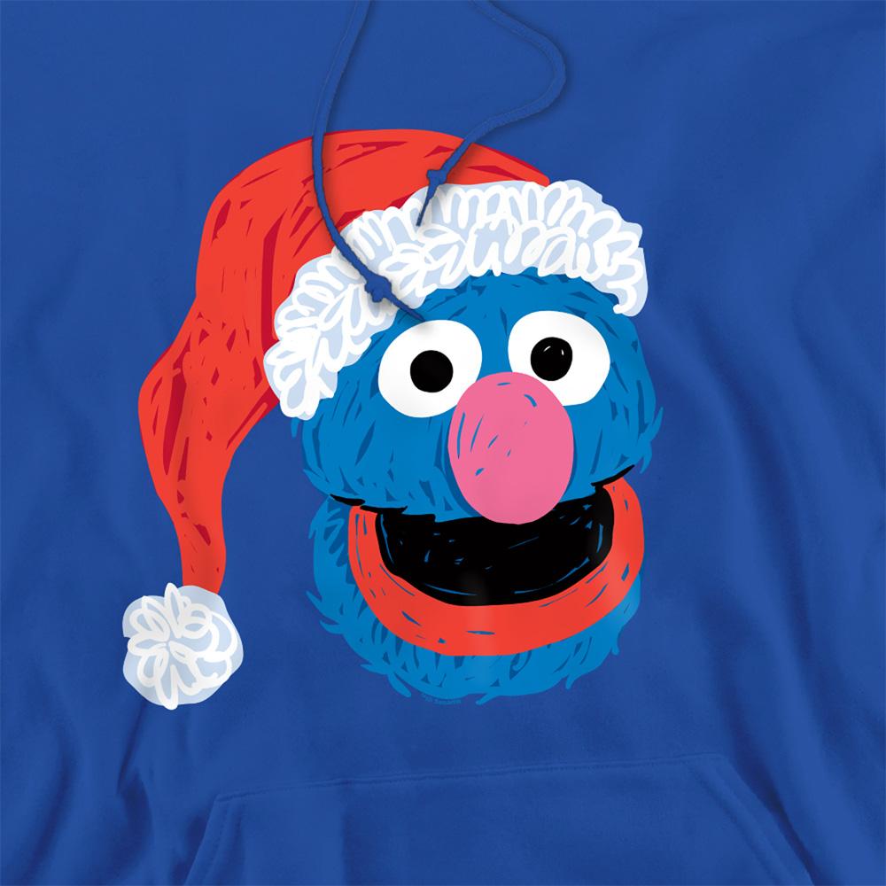 Royal Blue - Side - Sesame Street Unisex Adult Grover Scribble Christmas Hoodie