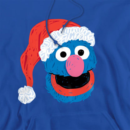 Royal Blue - Side - Sesame Street Unisex Adult Grover Scribble Christmas Hoodie
