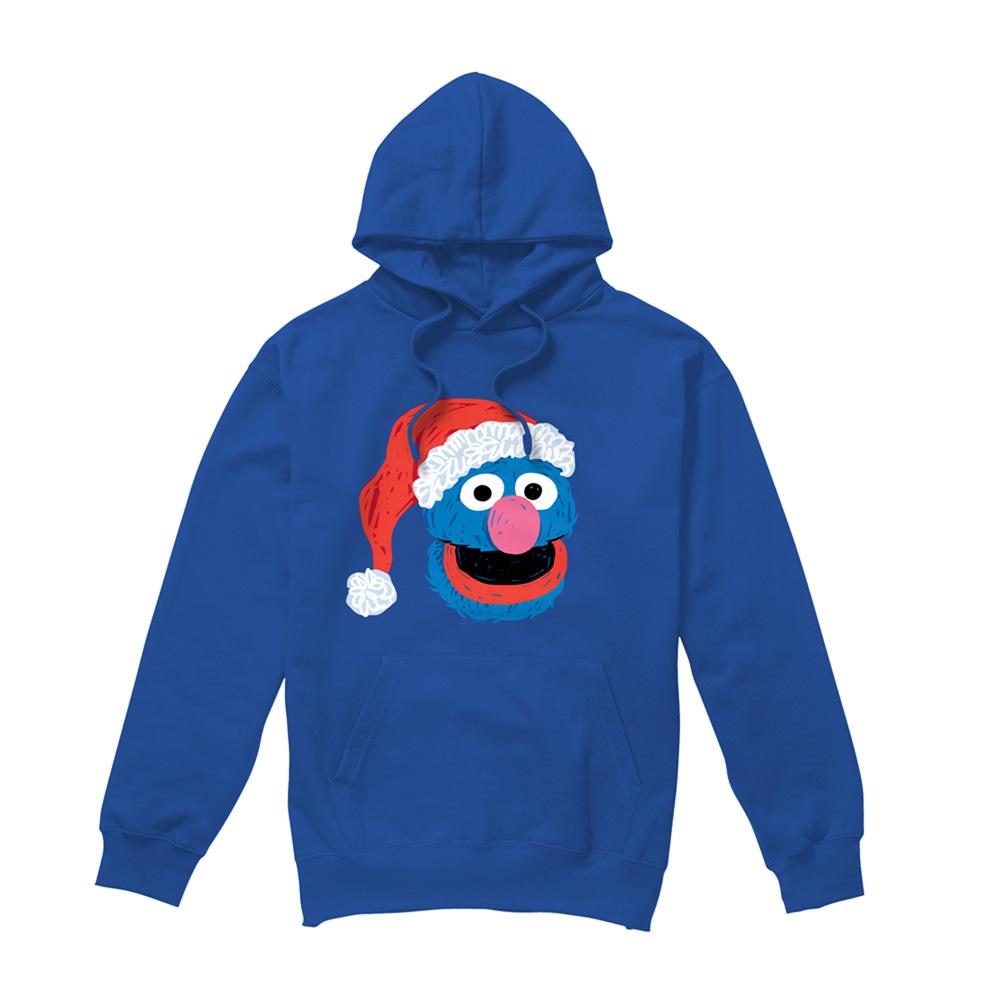 Royal Blue - Front - Sesame Street Unisex Adult Grover Scribble Christmas Hoodie
