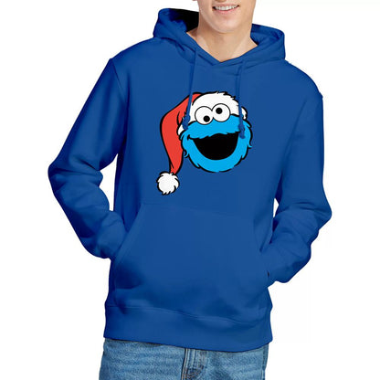Royal Blue - Side - Sesame Street Unisex Adult Cookie Monster Santa Hat Christmas Hoodie
