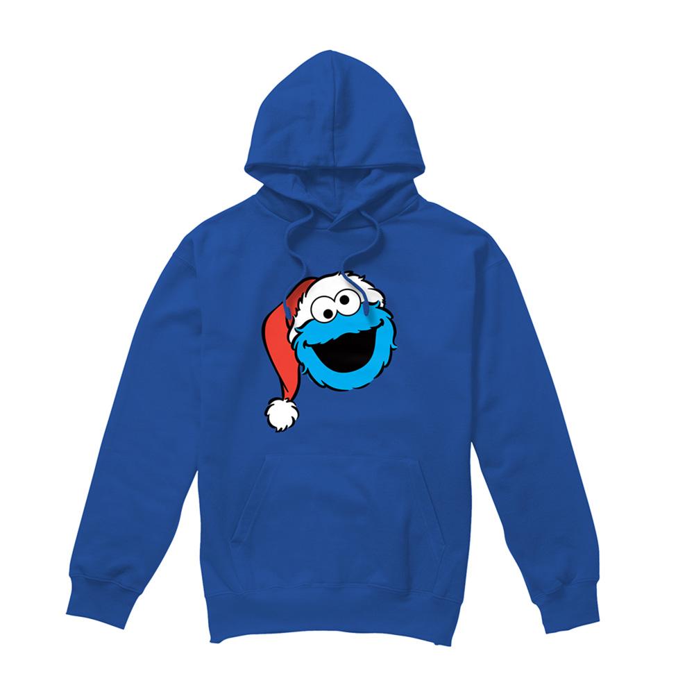 Royal Blue - Front - Sesame Street Unisex Adult Cookie Monster Santa Hat Christmas Hoodie
