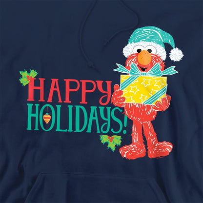 Navy - Pack Shot - Sesame Street Unisex Adult Happy Holidays Elmo Christmas Hoodie
