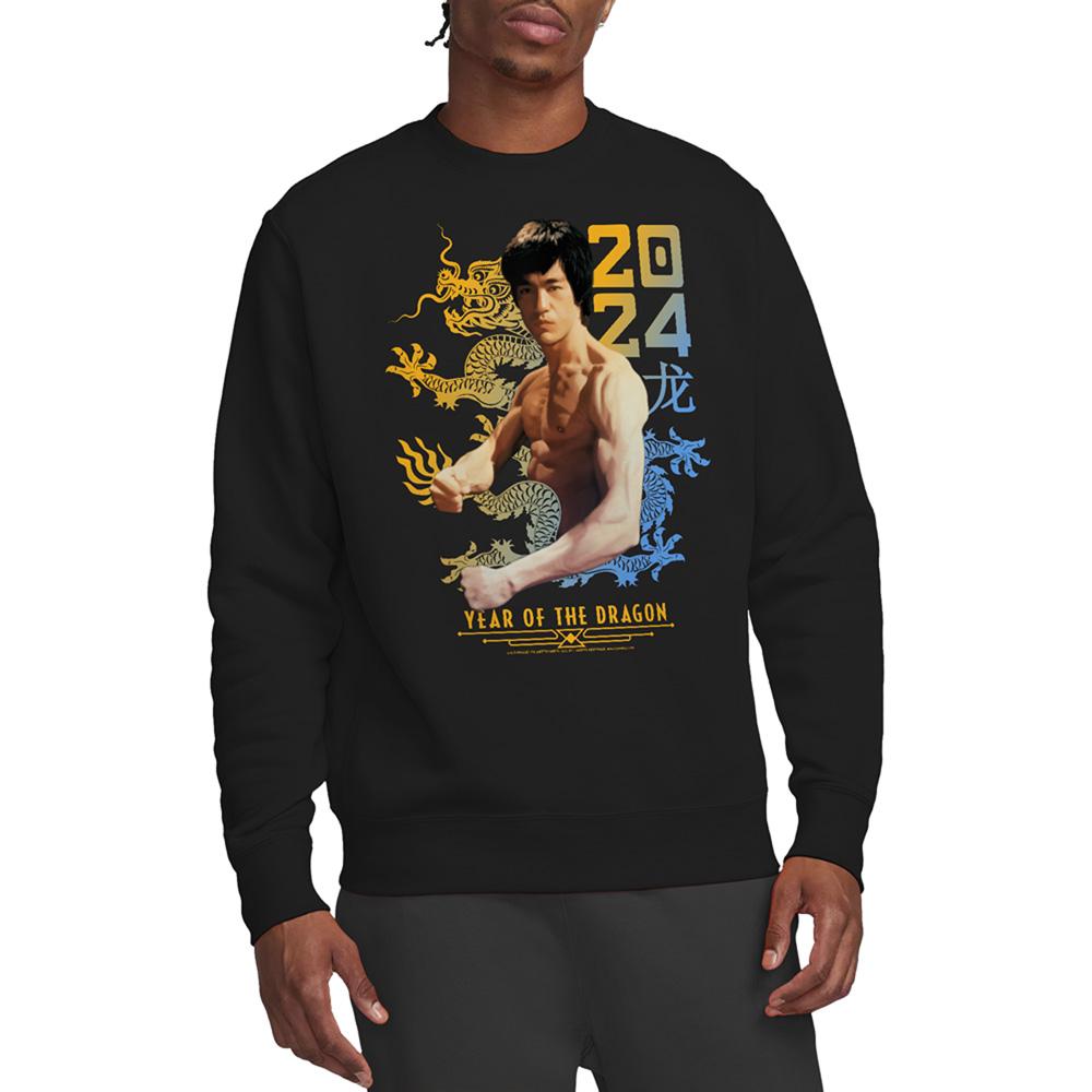 Black - Side - Bruce Lee Unisex Adult Year Of The Dragon Two Tone Sweatshirt