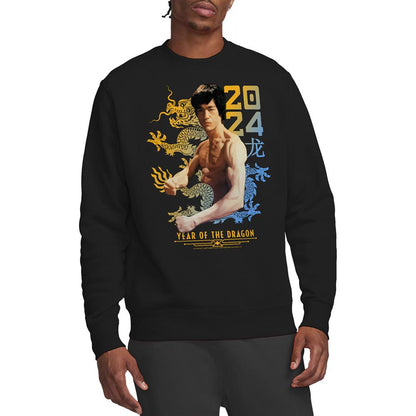 Black - Side - Bruce Lee Unisex Adult Year Of The Dragon Two Tone Sweatshirt