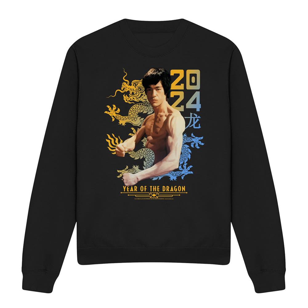 Black - Front - Bruce Lee Unisex Adult Year Of The Dragon Two Tone Sweatshirt