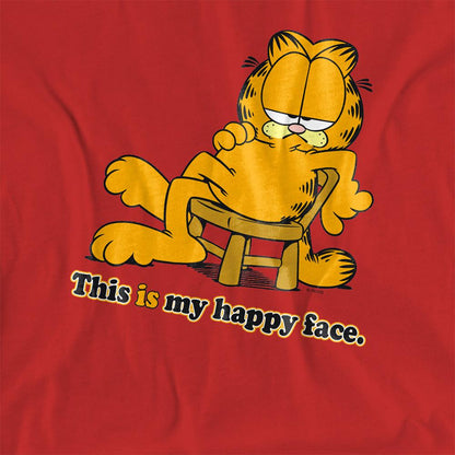 Red - Side - Garfield Womens-Ladies Happy Face T-Shirt