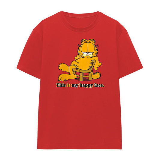 Red - Front - Garfield Womens-Ladies Happy Face T-Shirt
