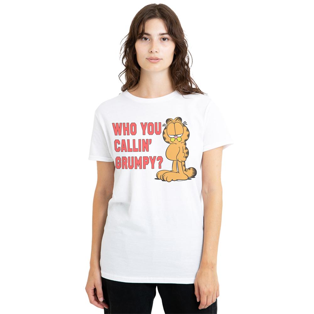 White - Back - Garfield Womens-Ladies Who You Callin Grumpy T-Shirt