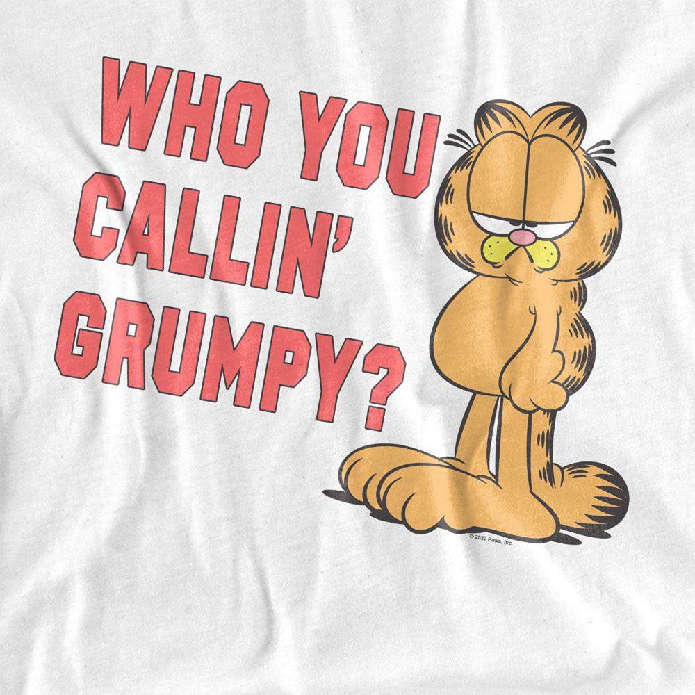 White - Side - Garfield Womens-Ladies Who You Callin Grumpy T-Shirt