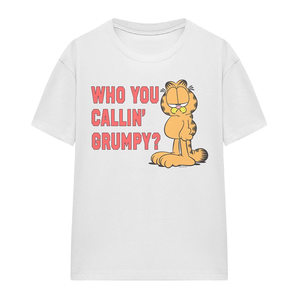 White - Front - Garfield Womens-Ladies Who You Callin Grumpy T-Shirt