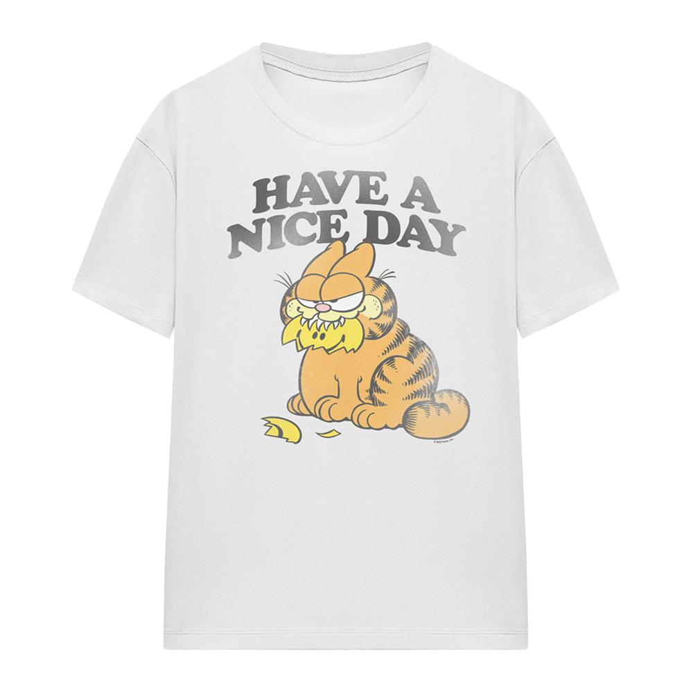 White - Front - Garfield Womens-Ladies Have A Nice Day T-Shirt
