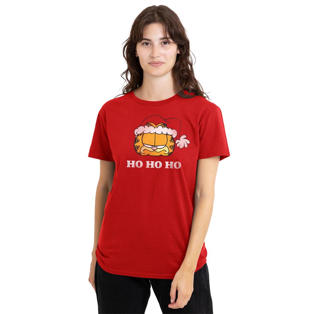 Red - Back - Garfield Womens-Ladies Ho Ho Ho T-Shirt