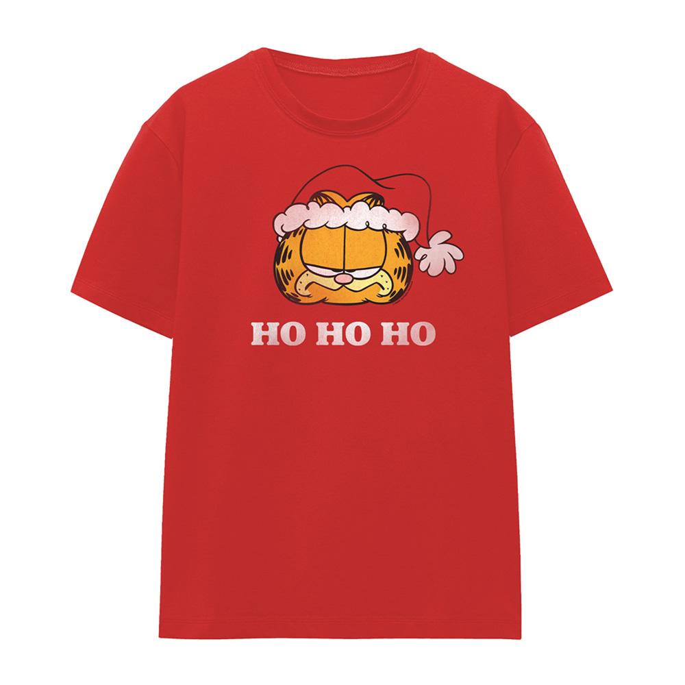 Red - Front - Garfield Womens-Ladies Ho Ho Ho T-Shirt