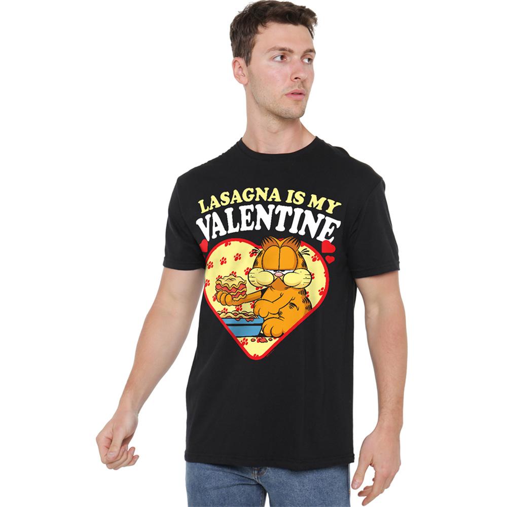 Black - Back - Garfield Unisex Adult Lasagna Is My Valentine T-Shirt