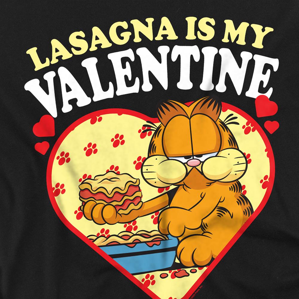 Black - Side - Garfield Unisex Adult Lasagna Is My Valentine T-Shirt
