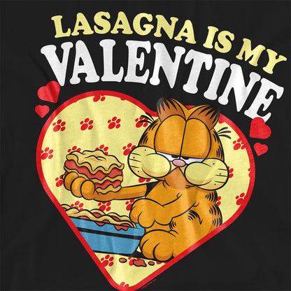 Black - Side - Garfield Womens-Ladies Lasagna Is My Valentine T-Shirt