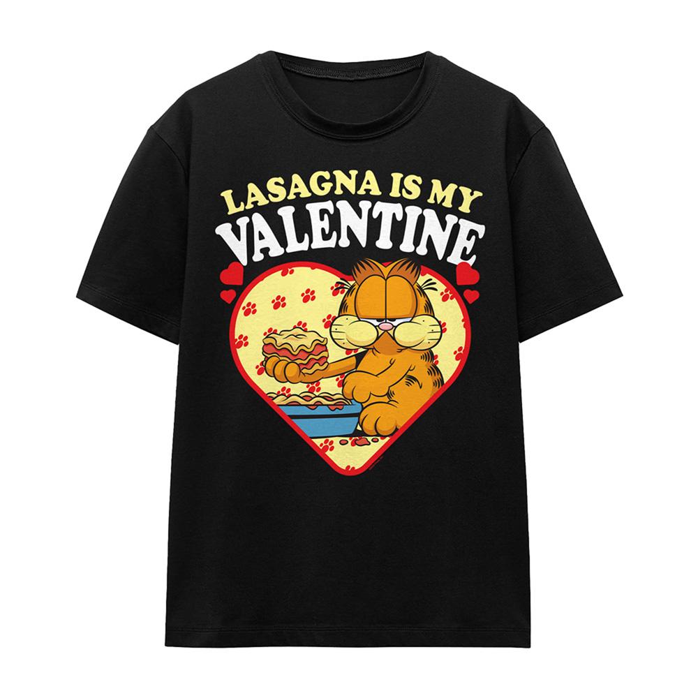 Black - Front - Garfield Womens-Ladies Lasagna Is My Valentine T-Shirt