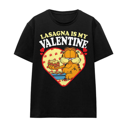 Black - Front - Garfield Womens-Ladies Lasagna Is My Valentine T-Shirt