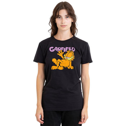 Black - Back - Garfield Womens-Ladies Greeting T-Shirt