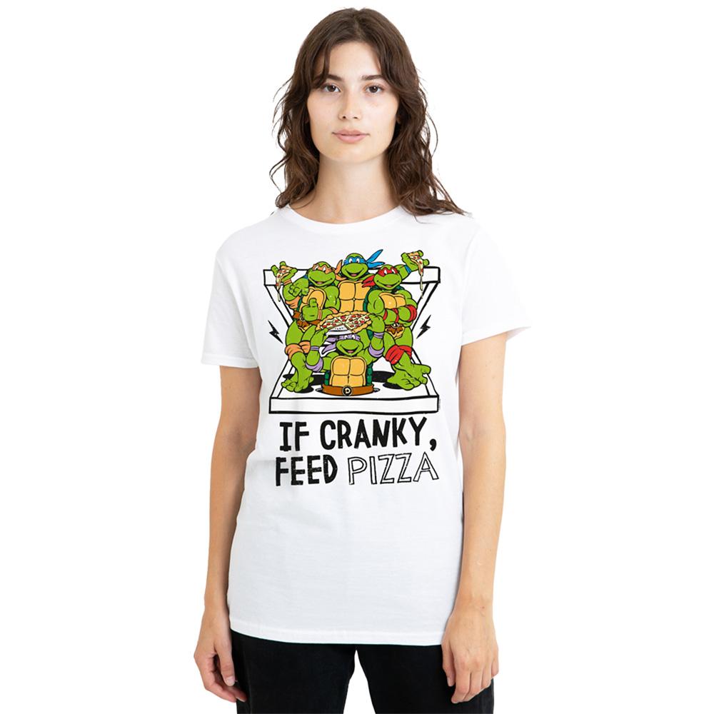White - Back - Teenage Mutant Ninja Turtles Womens-Ladies If Cranky Feed Pizza T-Shirt