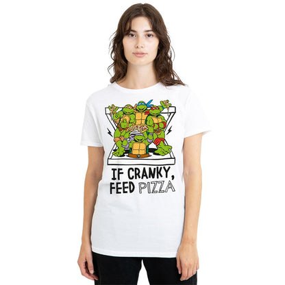 White - Back - Teenage Mutant Ninja Turtles Womens-Ladies If Cranky Feed Pizza T-Shirt