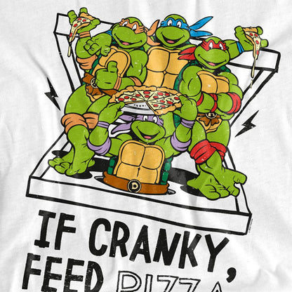 White - Side - Teenage Mutant Ninja Turtles Womens-Ladies If Cranky Feed Pizza T-Shirt