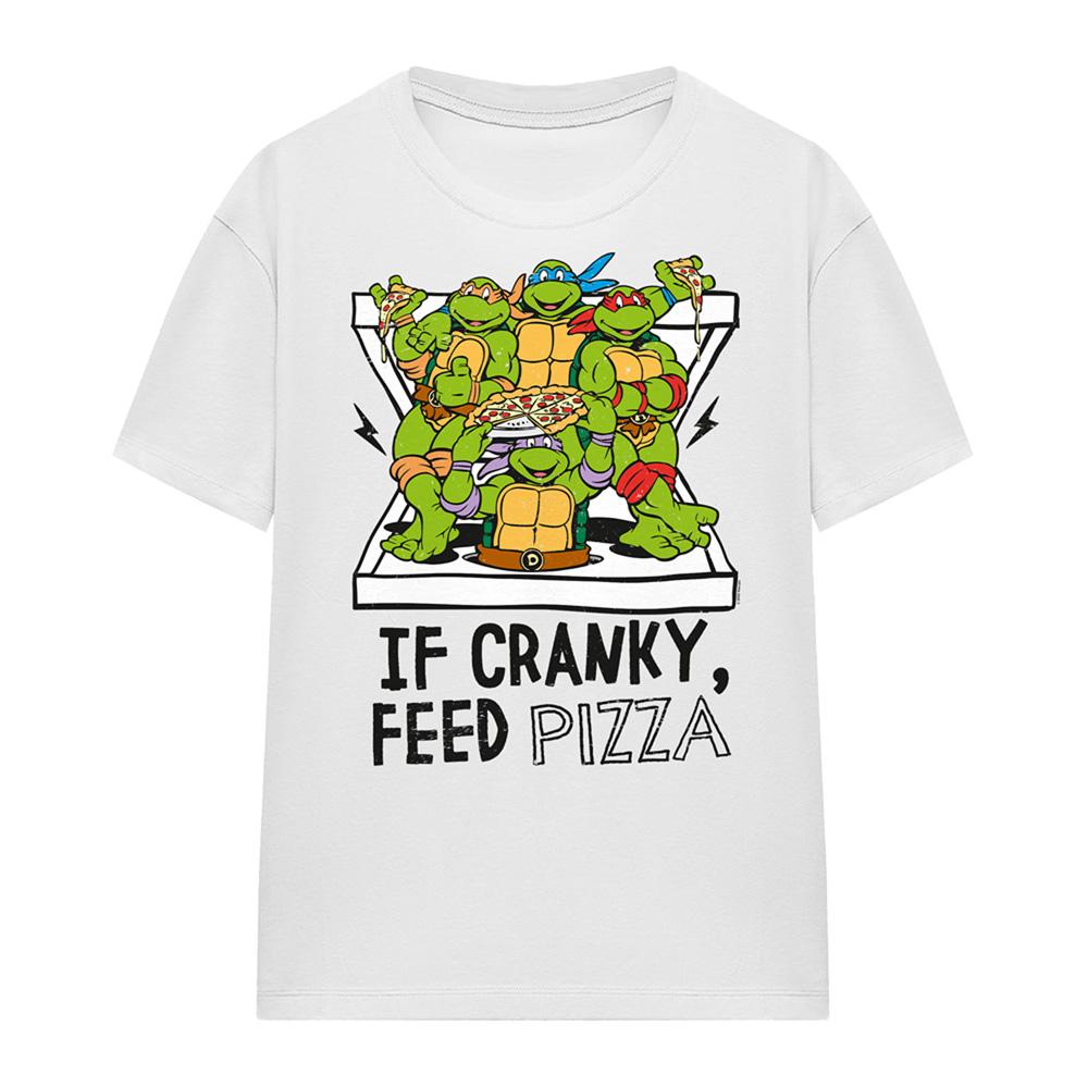 White - Front - Teenage Mutant Ninja Turtles Womens-Ladies If Cranky Feed Pizza T-Shirt