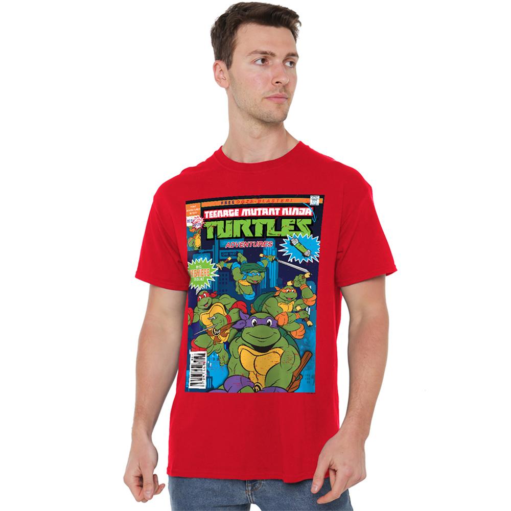 Red - Back - Teenage Mutant Ninja Turtles Unisex Adult TMNT Adventures Cover T-Shirt